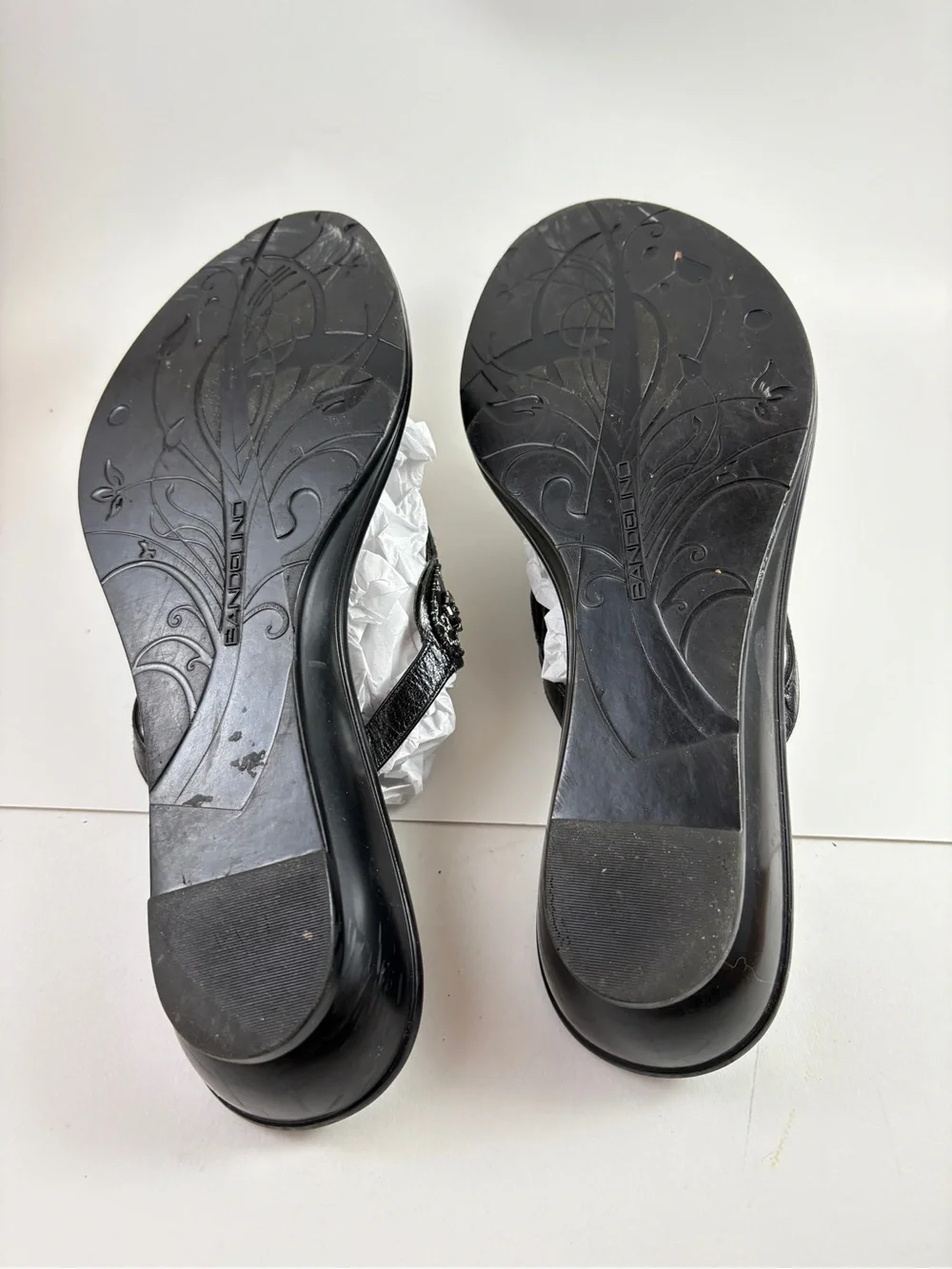 Pair of Black Bandolino Sandals w/ Stone Detail / Size 6